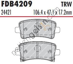FERODO FDB4209 ARKA FREN BALATASI INSIGNIA A 09> 17  OPEL BİNEK FREN BALATASI