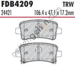 FERODO FDB4209 ARKA FREN BALATASI INSIGNIA A 09> 17  OPEL BİNEK FREN BALATASI