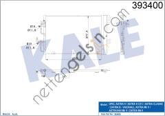 KALE 393400 KLIMA KONDANSER ASTRA H-ZAFIRA B ( 590x380x16 )  OPEL BİNEK KLİMA RADYATÖRÜ