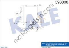 KALE 393800 KLIMA RADYATORU ASTRA G ZAFIRA A Y17DTH Y17DTL Y22DTR 425×400×18  OPEL BİNEK KLİMA RADYATÖRÜ