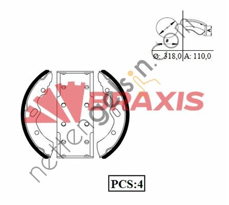 BRAXIS AC0073 ARKA FREN PABUCLU BALATA MITSUBISHI CANTER 659 K6722  MITSUBISHI HAFİF TİCARİ FREN BALATASI