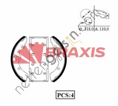 BRAXIS AC0073 ARKA FREN PABUCLU BALATA MITSUBISHI CANTER 659 K6722  MITSUBISHI HAFİF TİCARİ FREN BALATASI