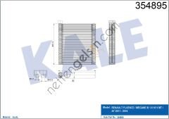 KALE 354895 EVAPORATOR MEGANE III FLUENCE 235 X 257,5 X 38 mm  RENAULT BİNEK EVAPARATOR