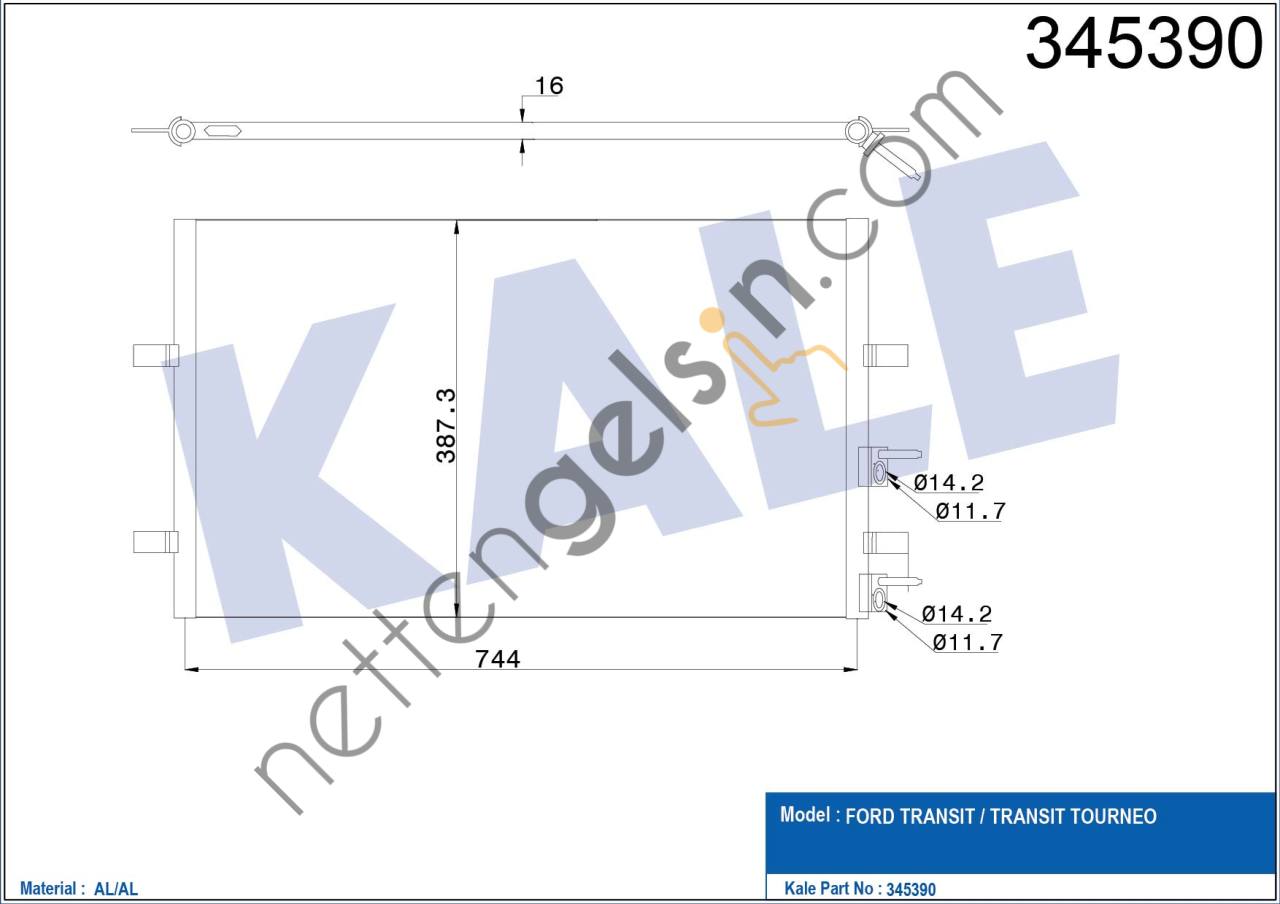 KALE 345390 KLIMA RADYATORU TRANSIT V347 V348 2.2TDCI 100PS / 120PS / 130PS 2.4TDCI 100PS / 115PS / 140PS 07 />  FORD BİNEK KLİMA RADYATÖRÜ