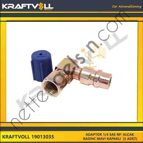 KRAFTVOLL 19013035 ADAPTOR 1/4 SAE 90° ALCAK BASINC MAVI KAPAKLI (5 ADET)  GENEL BİNEK KLIMA SISTEM ÜRÜNLERI