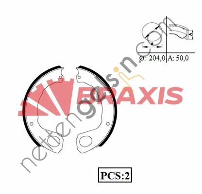 BRAXIS AC0096 EL FREN BALATASI PABUC ISUZU NPR / NQR SERISI 03> CANTER 06>  ISUZU HAFİF TİCARİ FREN BALATASI PAPUCLU