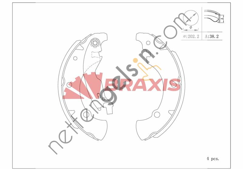 BRAXIS AC0105 FREN BALATASI ARKA KAMPANA MAREA 96> BRAVA 95> BRAVO 95> 203×38  FIAT BİNEK FREN BALATASI