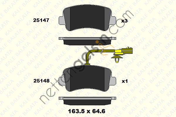 KALE B 25147 180 05KD20 ON FREN BALATASI MASTER III MOVANO 10>  RENAULT BİNEK FREN BALATASI