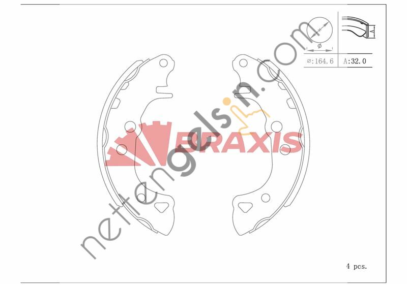 BRAXIS AC0119 FREN BALATASI ARKA KAMPANA 106 91 > 01 / AX SAXO 3 BÝJON 165×30  PEUGEOT-CITROEN BİNEK FREN BALATASI