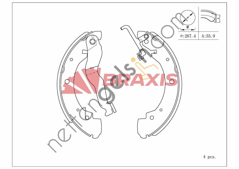 BRAXIS AC0125 FREN BALATASI ARKA KAMPANA TRANSPORTER T4 90> 268×56  VW-AUDI-SEAT-SKODA BİNEK FREN BALATASI