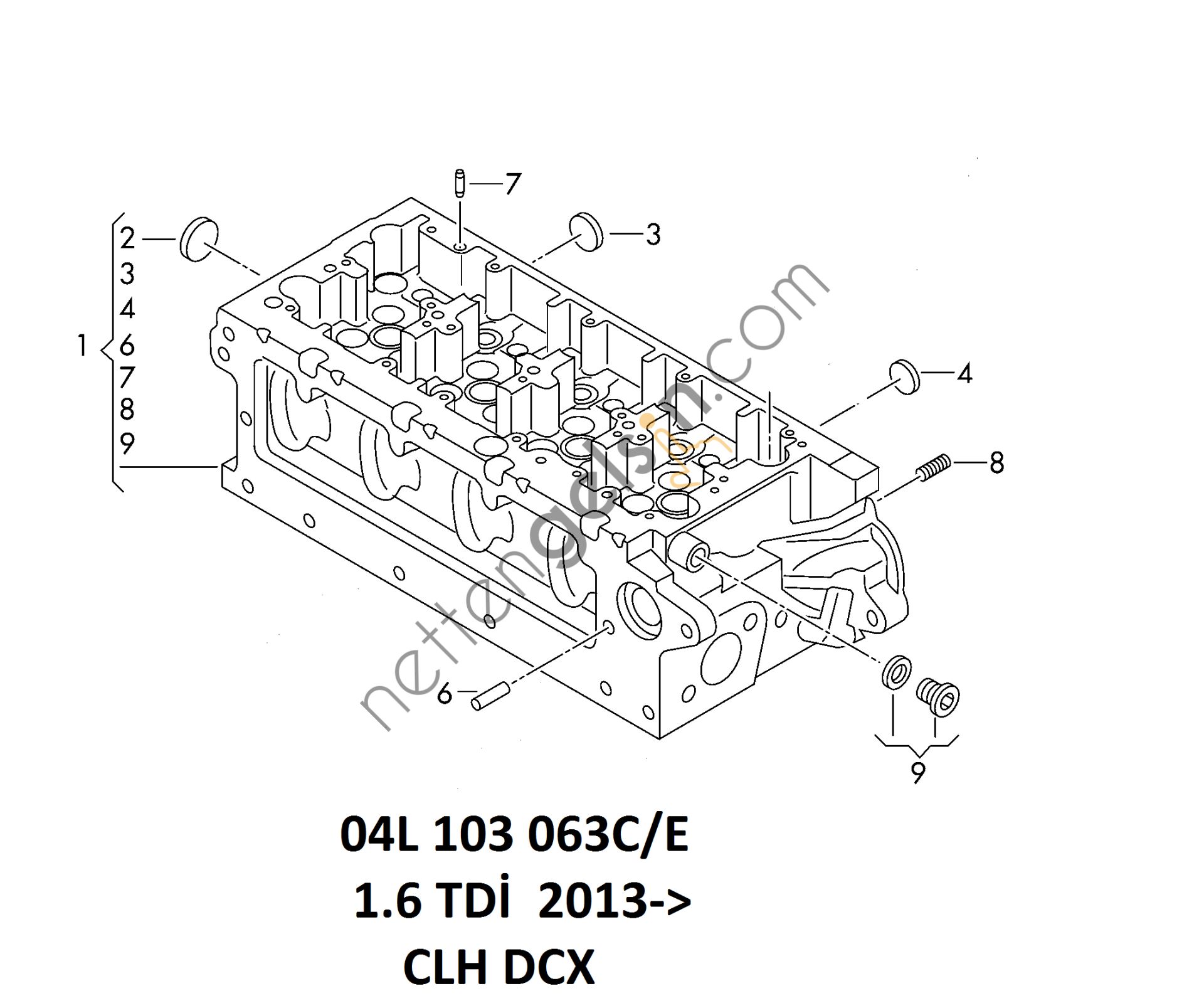 ORJİNAL 04L103063C SİLİNDİR KAPAĞI VW 1.6 TDİ 2014-> CLH DCX 04L103063E-C VW