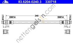ATE 83.6204-0240.3 FREN HORTUMU ARKA 115/VWİKİ UCU DİŞİ 3.5040 A0004282635 MERCEDES