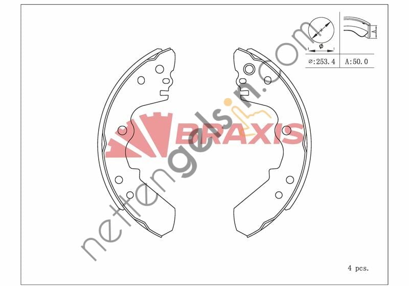 BRAXIS AC0155 ARKA FREN BALATASI PABUC (TK) FRONTERA 2,0 I / 2,3 TD / 2,4 I 91 98  OPEL BİNEK FREN BALATASI