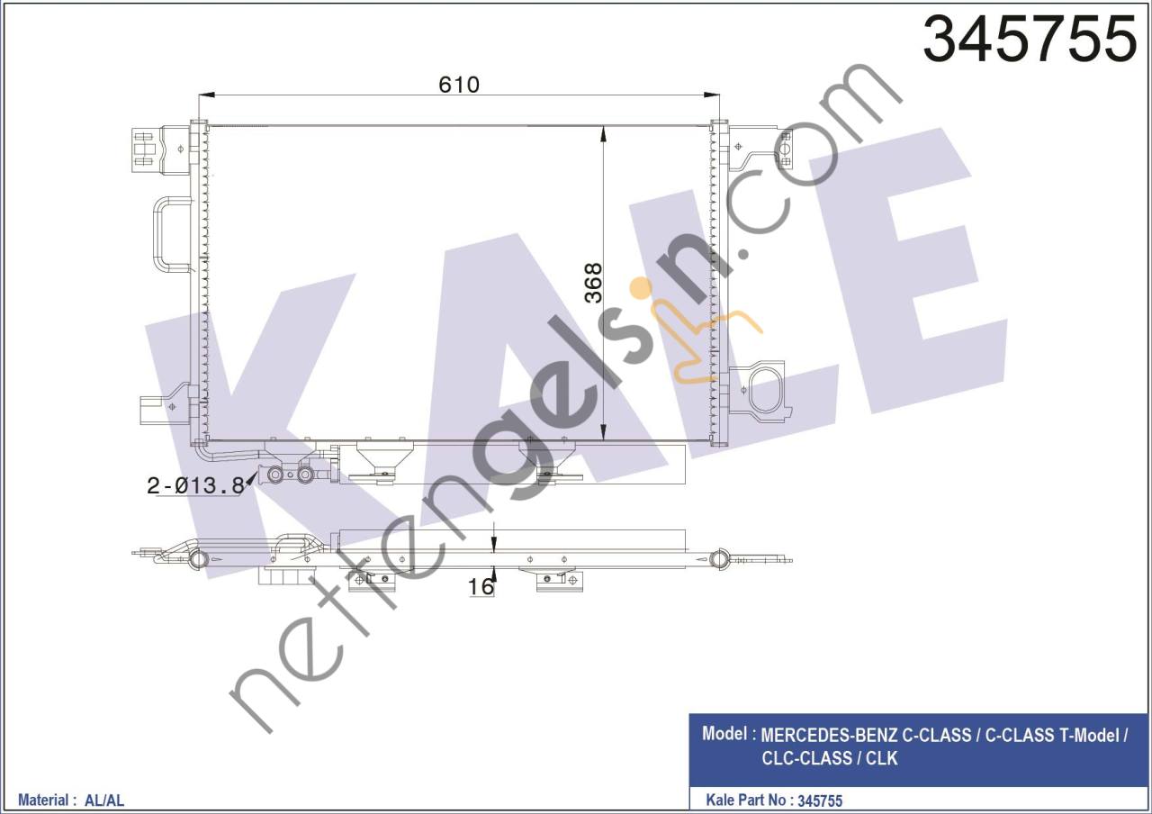 KALE 345755 KLIMA RADYATORU W203 02>07 CL203 02>08 S203 02>07 C209 02>09 A209 03>10  MERCEDES BİNEK KLİMA RADYATÖRÜ