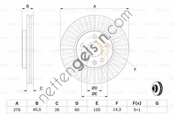 BOSCH 0986479643 ON FREN DISKI 15 INCH (276mm) ASTRA J 10> CRUZE10> AVEO T300  OPEL BİNEK FREN DİSKİ