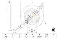 BOSCH 0986479646 ARKA FREN AYNASI ASTRA J 1,4I-1,4I T-1,6I-1,6I T-1,7 CDTI 09>CRUZE 09> (292x12x5DL)  OPEL BİNEK FREN DİSKİ