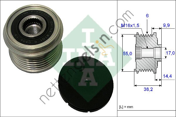 INA 535021610 ALTERNATÖR RULMANLI KASNAK HYUNDAI IX35 SANTAFE 2010->  HYUNDAI BİNEK ALTERNATÖR KASNAĞI