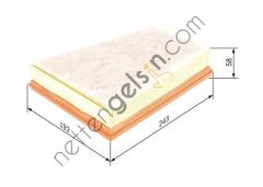 BOSCH F026400250 Citan 108 CDI 07.2012 - ; Citan 109 CDI 07.2012 - ; Citan 111 CDI 03.2013 - ; Citan 112 08.2013 - ;   MERCEDES BİNEK HAVA FİLTRESİ