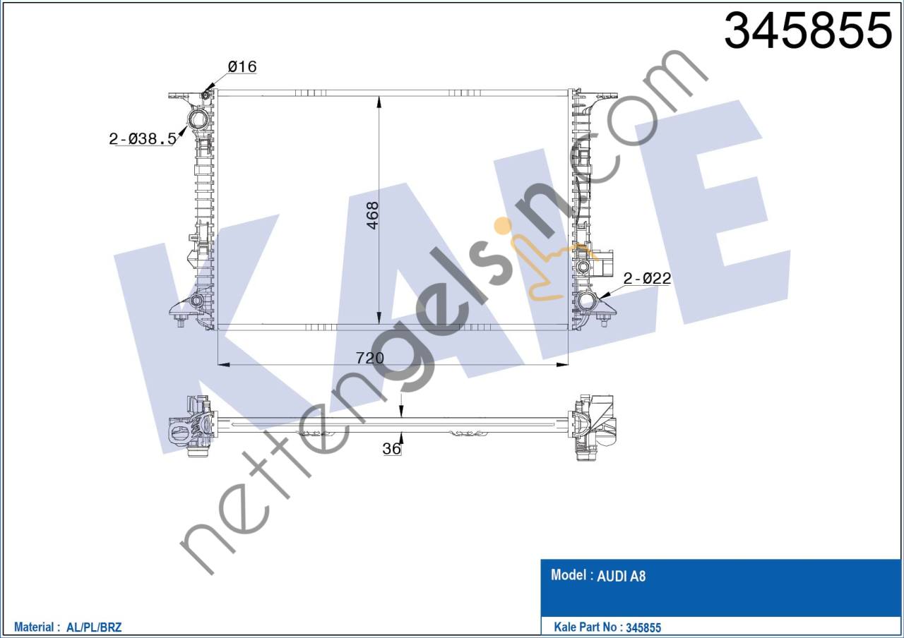 KALE 345855 MOTOR SU RADYATORU AUDI A8 2,0 2,5 3,0TFSI 3,0TDIQ (OTOMATIK) 10>  VW-AUDI-SEAT-SKODA BİNEK MOTOR SU RADYATORU