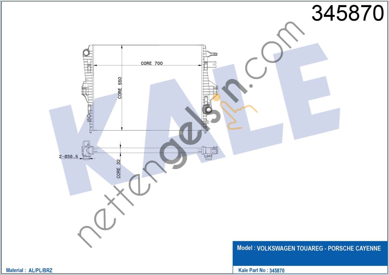 KALE 345870 MOTOR SU RADYATORU TOUAREG 3,0 V6 TSI / TDI 3,6 V6 FSI 10> CAYENNE 3,0 3,6 10>  VW-AUDI-SEAT-SKODA BİNEK MOTOR SU RADYATORU