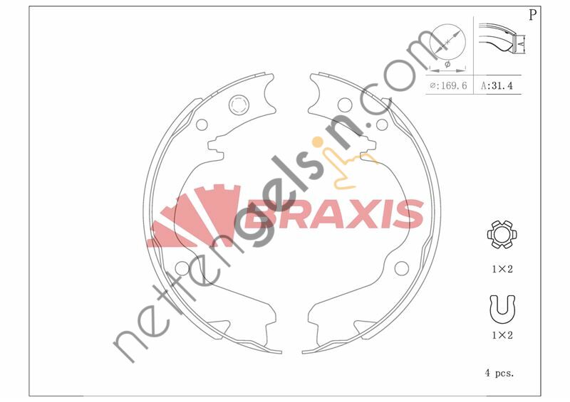 BRAXIS AC0202 EL FREN BALATASI SUBARU FORESTER 97-08 IMPREZA 95-07 LEGACY 89->  SUBARU BİNEK FREN BALATASI