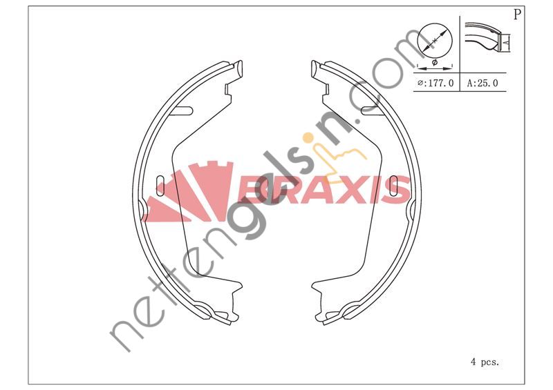 BRAXIS AC0204 EL FREN BALATASI C70 II S60 I S80 I S80 II V70 I V70 II V70 III XC70 II XC90 I  VOLVO BİNEK FREN BALATASI